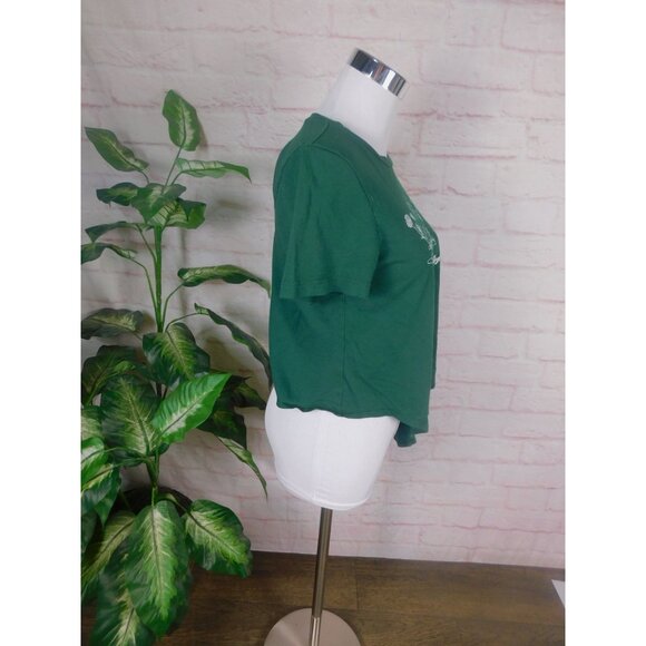 Papaya Green Knotted Cropped Front Graphic Tee Grow Positive Thoughts L - Picture 7 of 11